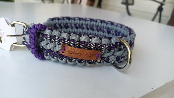 Purple/Silver with Gray Paracord Pet Collar